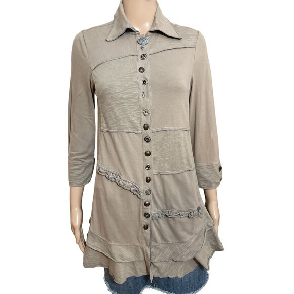 Neon Buddha Brown Button Down Shirt Size XS - Picture 1 of 4